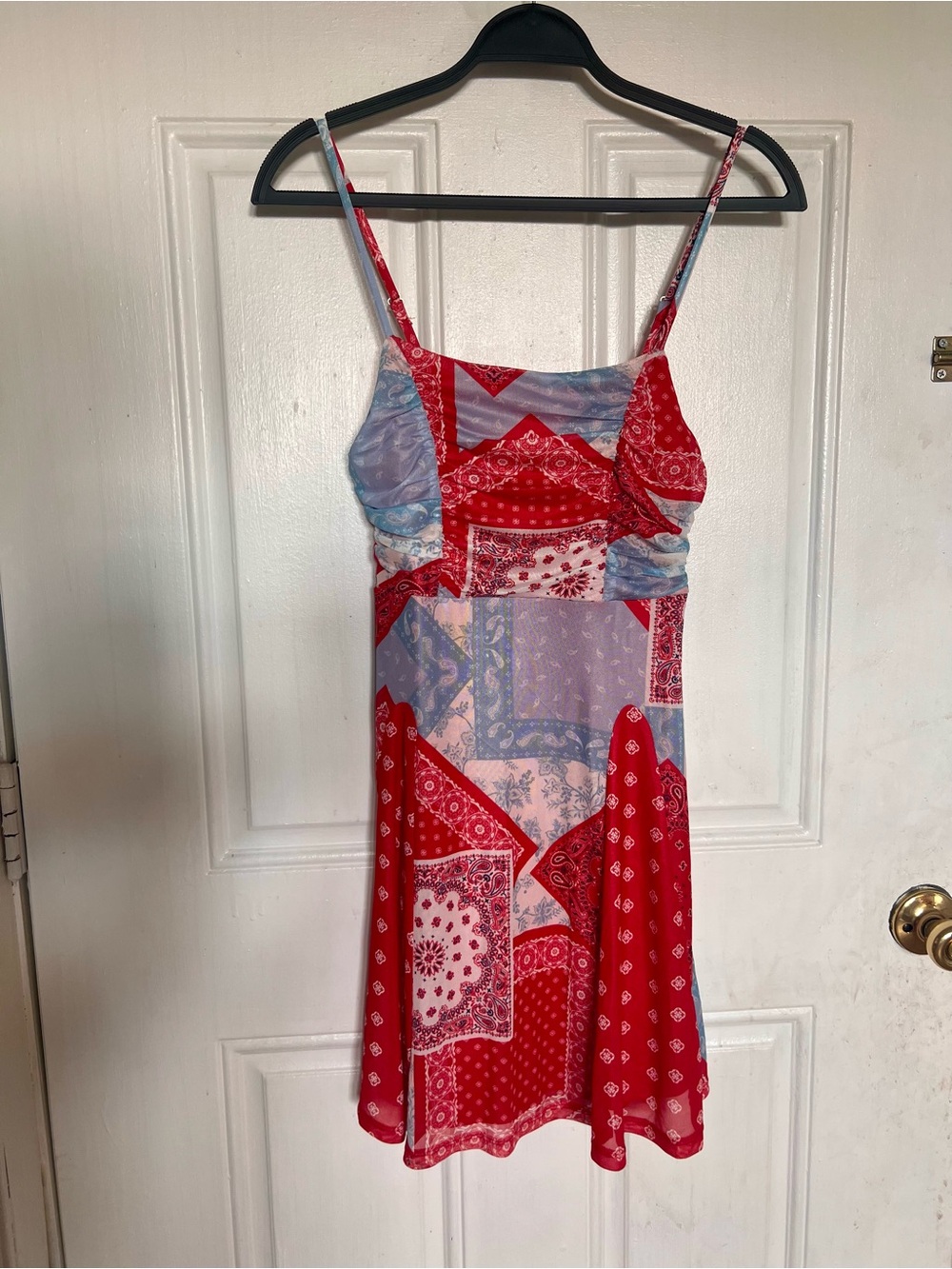 Live to be Spoiled | Red & Blue Bandana Print Slip Dress